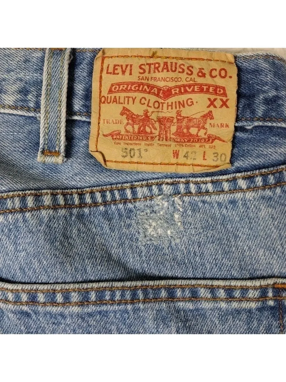 Levi's 501 Vintage Blue Light Wash Five Pocket Button Fly Straight Leg Jean
